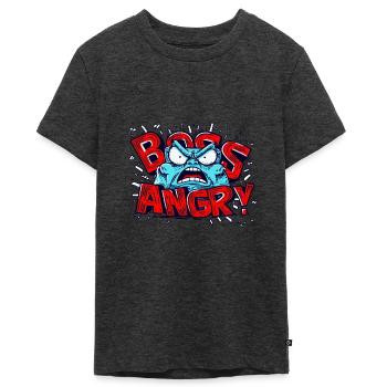 Wütender Anführer - Teenager Premium Bio T-Shirt - Anthrazit meliert - Vorne - AI Model Teenager Male light (155cm)