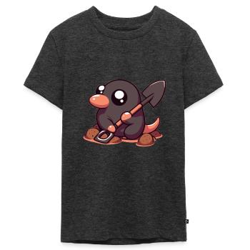 Size - Teenager Premium Organic T-Shirt - heather anthracite - Front - AI Model Teenager Male light (155cm)