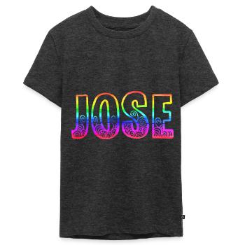 jose rs regenbogen - Teenager Premium Bio T-Shirt - Anthrazit meliert - Vorne - AI Model Teenager Male light (155cm)