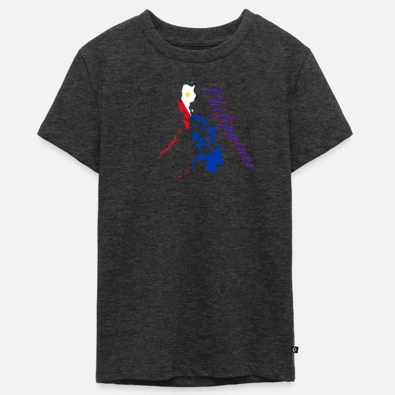 Script de la carte du drapeau philippin - T-shirt Premium bio Ado - anthracite chiné