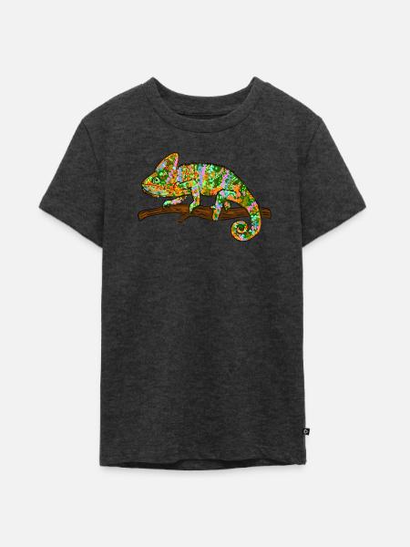 Chamäleon Exotisch - Teenager Premium Bio T-Shirt - Anthrazit meliert