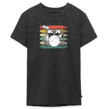 Schlagzeuger Schlagzeug - Teenager Premium Bio T-Shirt - Anthrazit meliert - Vorne - AI Model Teenager Male light (155cm)