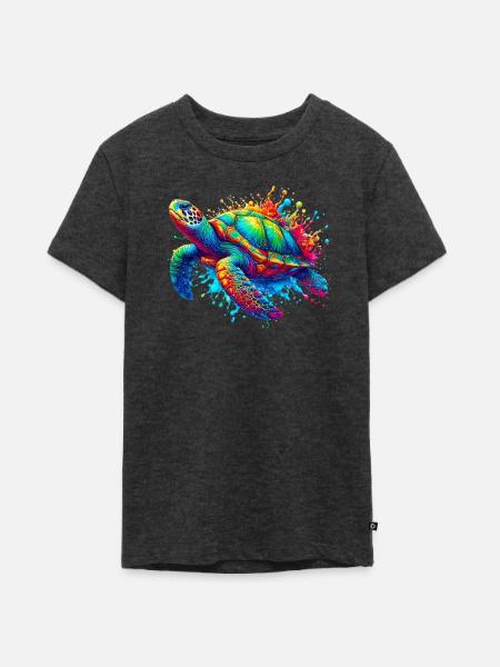 Schildkröte - Teenager Premium Bio T-Shirt - Anthrazit meliert