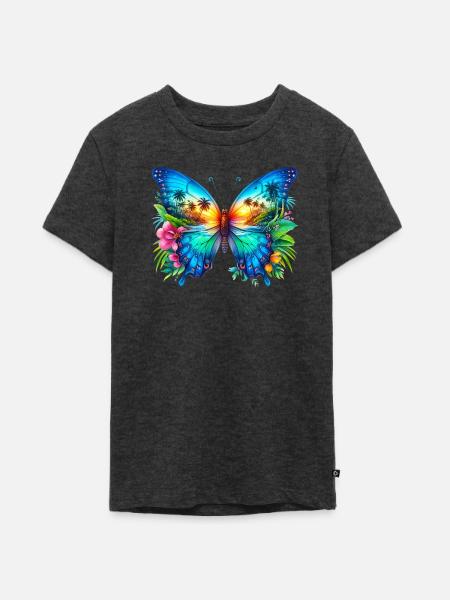 Schmetterling - Teenager Premium Bio T-Shirt - Anthrazit meliert