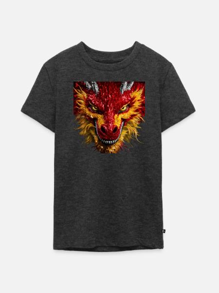 Funkelnder Drachenblick - Teenager Premium Bio T-Shirt - Anthrazit meliert