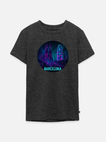 Barcelona Souvenir Cyberpunk - Teenager Premium Bio T-Shirt - Anthrazit meliert