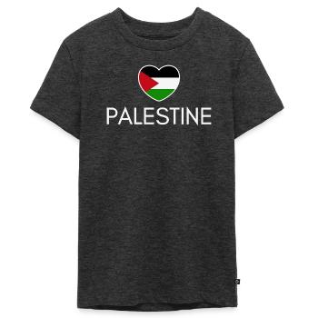 Jag älskar Palestina, hjärta Palestina - Ekologisk premium-T-shirt tonåring - antracitmelerad - Fram - AI Model Teenager Male light (155cm)