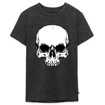 Half Skull Head - Teenager Premium Bio T-Shirt - Anthrazit meliert - Vorne - AI Model Teenager Male light (155cm)