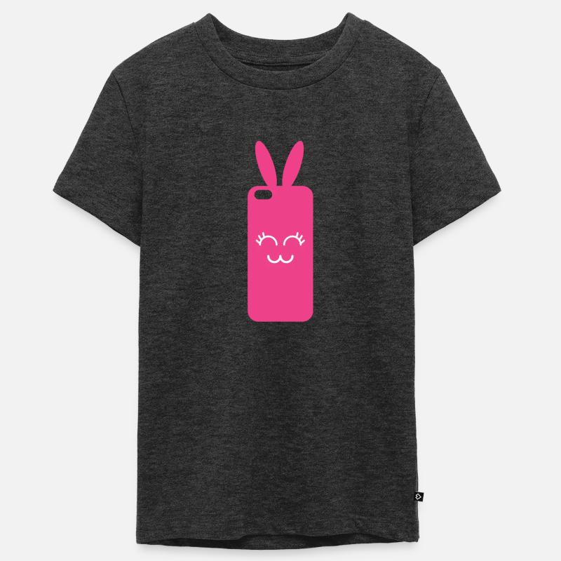 Pink Rabbit Phone Graphic - T-shirt Premium bio Ado - anthracite chiné