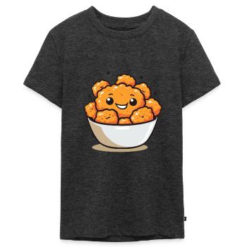 Morceaux de poulet sucré Bande dessinée - T-shirt Premium bio Ado - anthracite chiné - Devant - AI Model Teenager Male light (155cm)