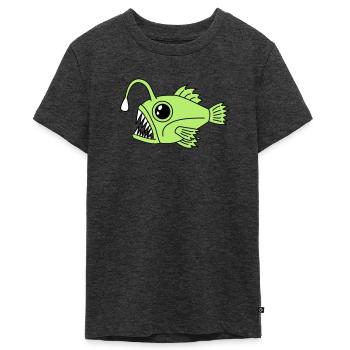 Poisson Lanterne Poisson Grenouille Poisson Deep Sea Motif - T-shirt Premium bio Ado - anthracite chiné - Devant - AI Model Teenager Male light (155cm)