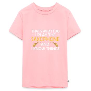 Saxophone Saxophone Jazz Musiciens - T-shirt Premium bio Ado - rose - Devant