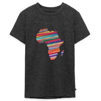 Afrika Karte Bunt Land Kontinent - Teenager Premium Bio T-Shirt - Anthrazit meliert - Vorne - AI Model Teenager Male light (155cm)