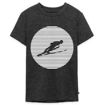 Skispringen - Teenager Premium Bio T-Shirt - Anthrazit meliert - Vorne - AI Model Teenager Male light (155cm)