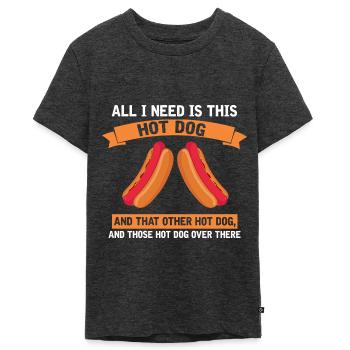 Hot-dog de jour et de nuit Saucisse à hot-dog fast-food - T-shirt Premium bio Ado - anthracite chiné - Devant - AI Model Teenager Male light (155cm)
