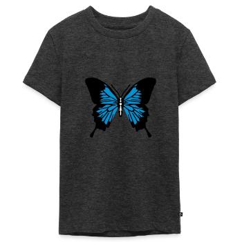 Schmetterling - Teenager Premium Bio T-Shirt - Anthrazit meliert - Vorne - AI Model Teenager Male light (155cm)