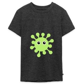 ★ Design colors changeable ★ Virus with googly eyes - Teenager Premium Organic T-Shirt - heather anthracite - Front - AI Model Teenager Male light (155cm)