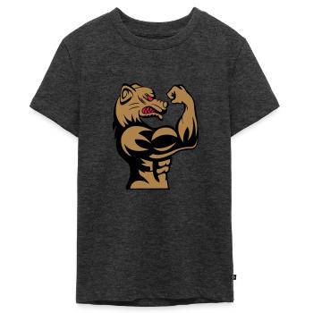 strong dog 002 - Teenager Premium Bio T-Shirt - Anthrazit meliert - Vorne - AI Model Teenager Male light (155cm)