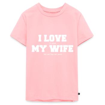 Ich liebe meine Frau, wenn sie mich Autoteile kaufen lässt - Teenager Premium Bio T-Shirt - Rosa - Vorne