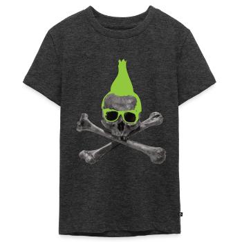 Punk Skull - Irokese Punkrock Totenkopf Shirt - Teenager Premium Bio T-Shirt - Anthrazit meliert - Vorne - AI Model Teenager Male light (155cm)