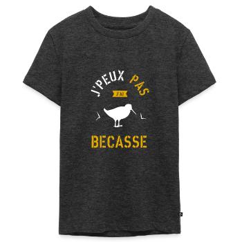 J Peux Pas J Ai Bécasse - T-shirt Premium bio Ado - anthracite chiné - Devant - AI Model Teenager Male light (155cm)