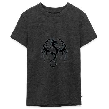 dragon tribal - Teenager Premium Bio T-Shirt - Anthrazit meliert - Vorne - AI Model Teenager Male light (155cm)
