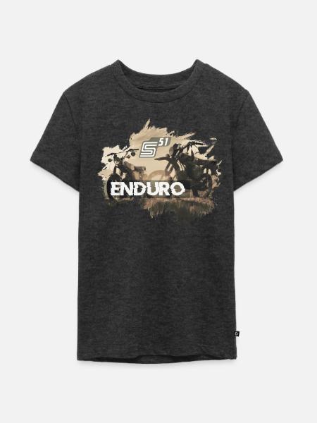 2 Enduro S51 im Sonnenuntergang - Teenager Premium Bio T-Shirt - Anthrazit meliert