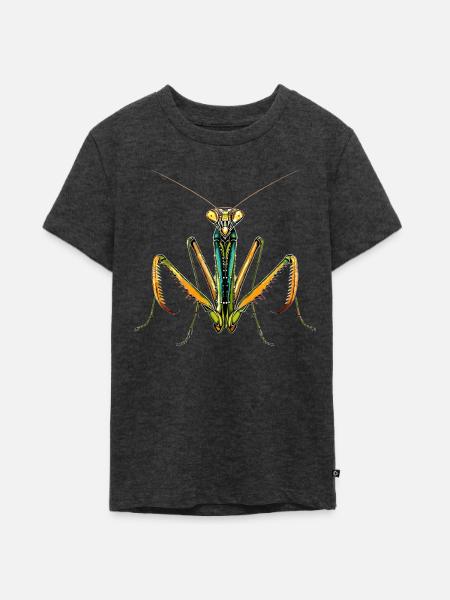 Gottesanbeterin Praying Mantis Liebe Fangschrecken - Teenager Premium Bio T-Shirt - Anthrazit meliert