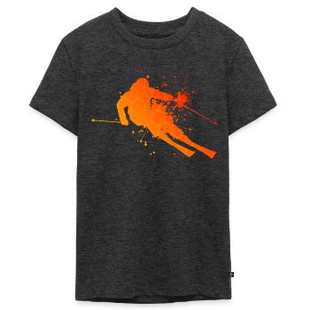 Freestyle Skifahrer Skifahren Skifahrer - Teenager Premium Bio T-Shirt - Anthrazit meliert - Vorne - AI Model Teenager Male light (155cm)