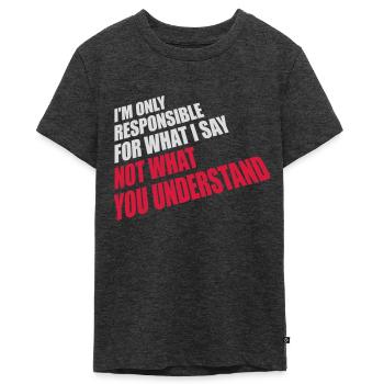ce que je dis citation - T-shirt Premium bio Ado - anthracite chiné - Devant - AI Model Teenager Male light (155cm)