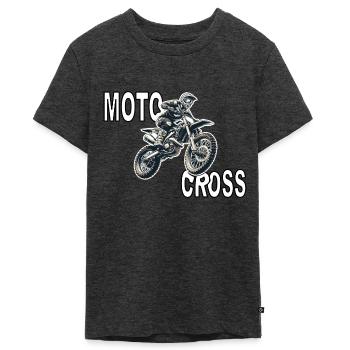 Motocross - Teenager Premium Bio T-Shirt - Anthrazit meliert - Vorne - AI Model Teenager Male light (155cm)