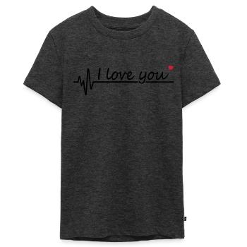 Je t'aime je t'aime - T-shirt Premium bio Ado - anthracite chiné - Devant - AI Model Teenager Male light (155cm)