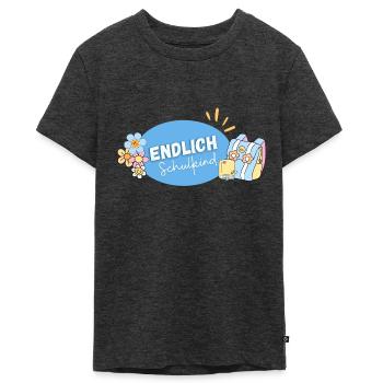 Einschulung, Schule, Schulkind, Kind, ABC-Schütze - Teenager Premium Bio T-Shirt - Anthrazit meliert - Vorne - AI Model Teenager Male light (155cm)