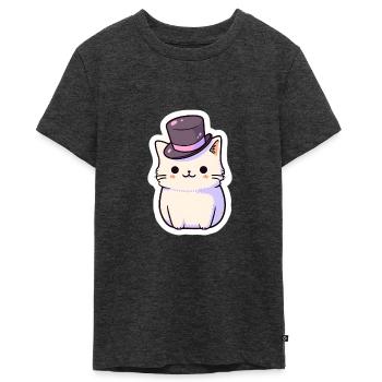 Chaton Love - T-shirt Premium bio Ado - anthracite chiné - Devant - AI Model Teenager Male light (155cm)