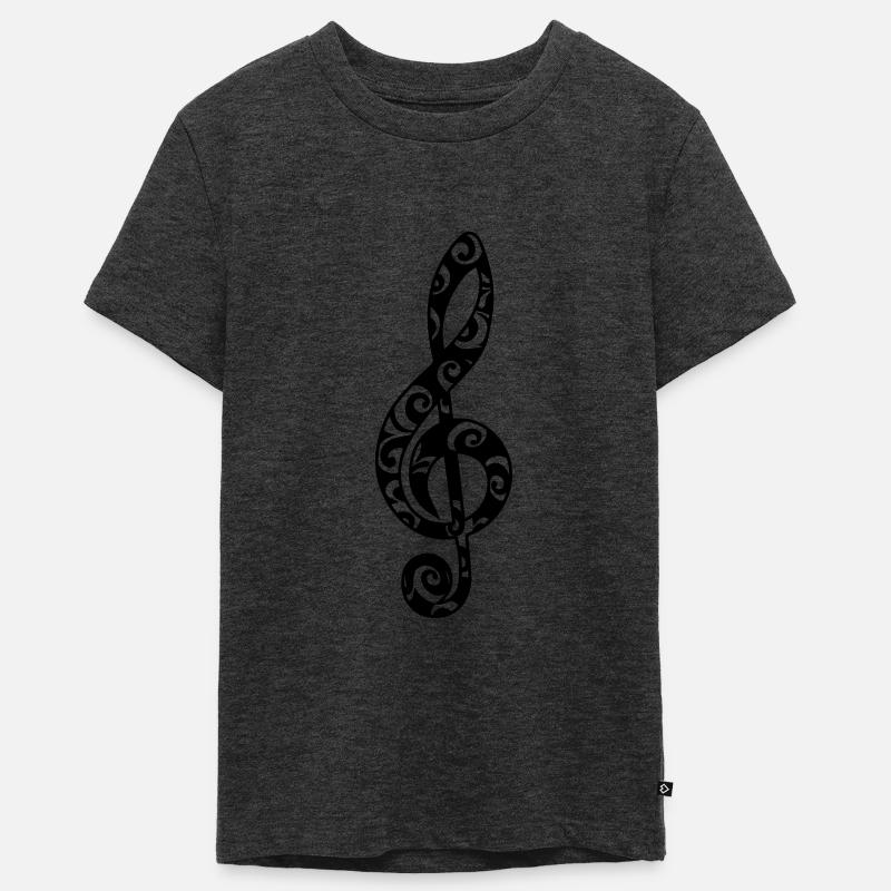 Clé, clef, musique, note classique, sol, notation - T-shirt Premium bio Ado - anthracite chiné