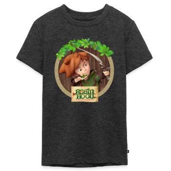 Robin Hood Schlitzohr Von Sherwood Portrait - Teenager Premium Bio T-Shirt - Anthrazit meliert - Vorne - AI Model Teenager Male light (155cm)