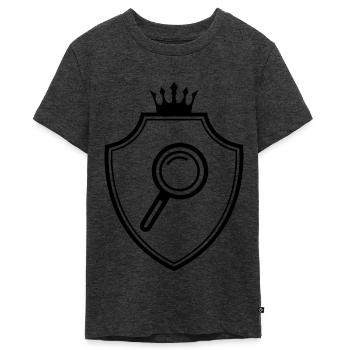 Lupe Wappen - Teenager Premium Bio T-Shirt - Anthrazit meliert - Vorne - AI Model Teenager Male light (155cm)