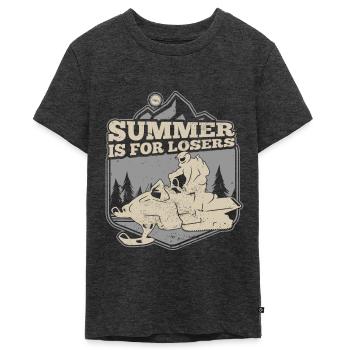 Snowboard Wintersport Snowboarding - Teenager Premium Bio T-Shirt - Anthrazit meliert - Vorne - AI Model Teenager Male light (155cm)