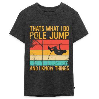 Pole vault - Teenager Premium Organic T-Shirt - heather anthracite - Front - AI Model Teenager Male light (155cm)