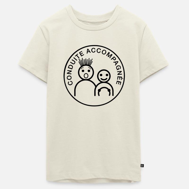 Conduite Accompagnée - T-shirt Premium bio Ado - blanc cassé
