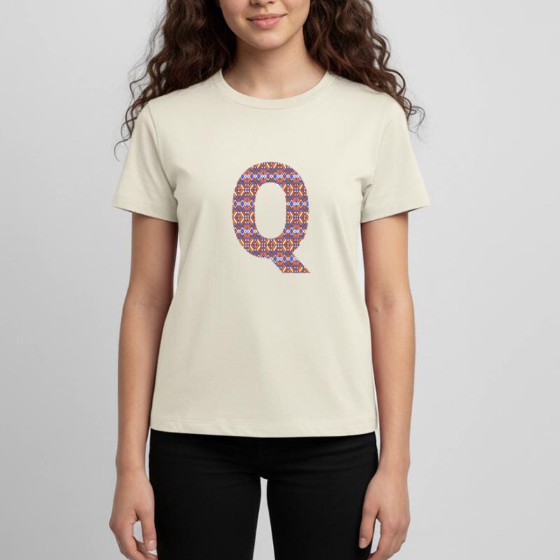 Monogram Letter Q- geometric pattern Teenager Premium Organic T-Shirt