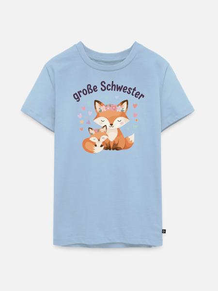 Große Schwester Fuchs mit Blumenkranz - Teenager Premium Bio T-Shirt - Hellblau