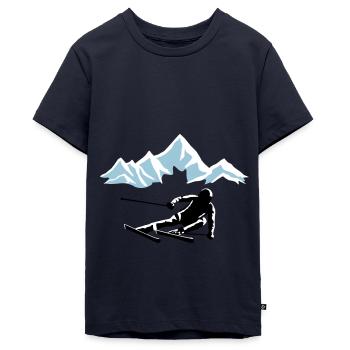 Skifahrer und Berge, skifahren - Teenager Premium Bio T-Shirt - Navy - Vorne - AI Model Teenager Male light (155cm)