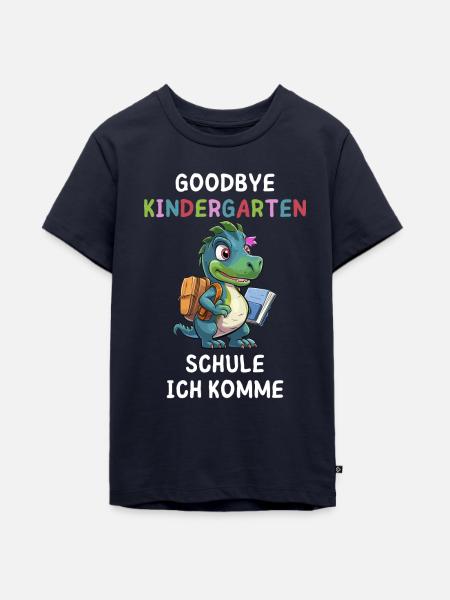 Goodbye Kindergarten Dino - Teenager Premium Bio T-Shirt - Navy
