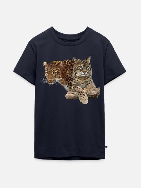 Leopard und Luchs - Teenager Premium Bio T-Shirt - Navy