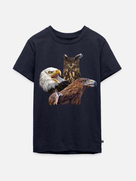 Eule und Adler - Teenager Premium Bio T-Shirt - Navy
