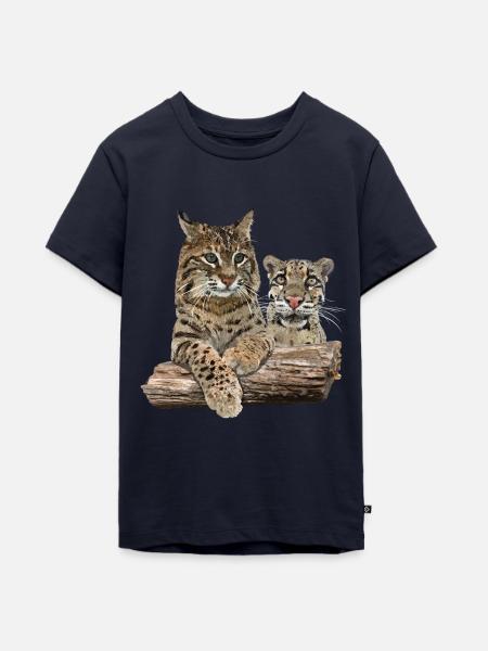 Luchs und Nebelparder - Teenager Premium Bio T-Shirt - Navy