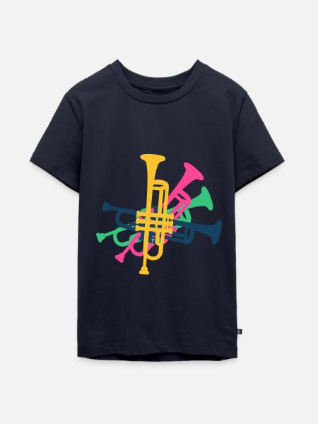 Trompete Trompeten Trompeter Bunt - Teenager Premium Bio T-Shirt - Navy
