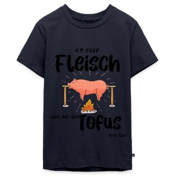 ich esse Fleisch - Teenager Premium Bio T-Shirt - Navy - Vorne - AI Model Teenager Male light (155cm)