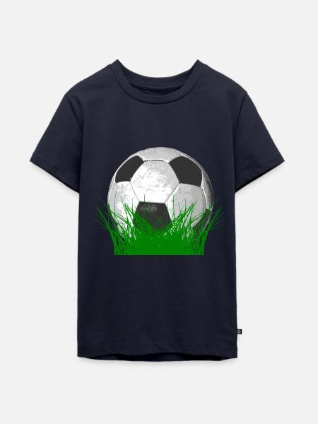 Fußball im Gras - Teenager Premium Bio T-Shirt - Navy